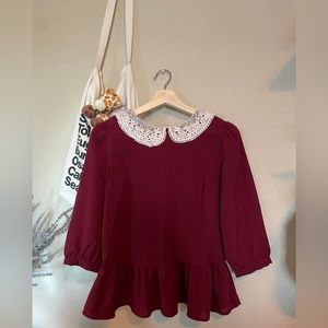 Forever 21 Peplum Top with Peter Pan Collar